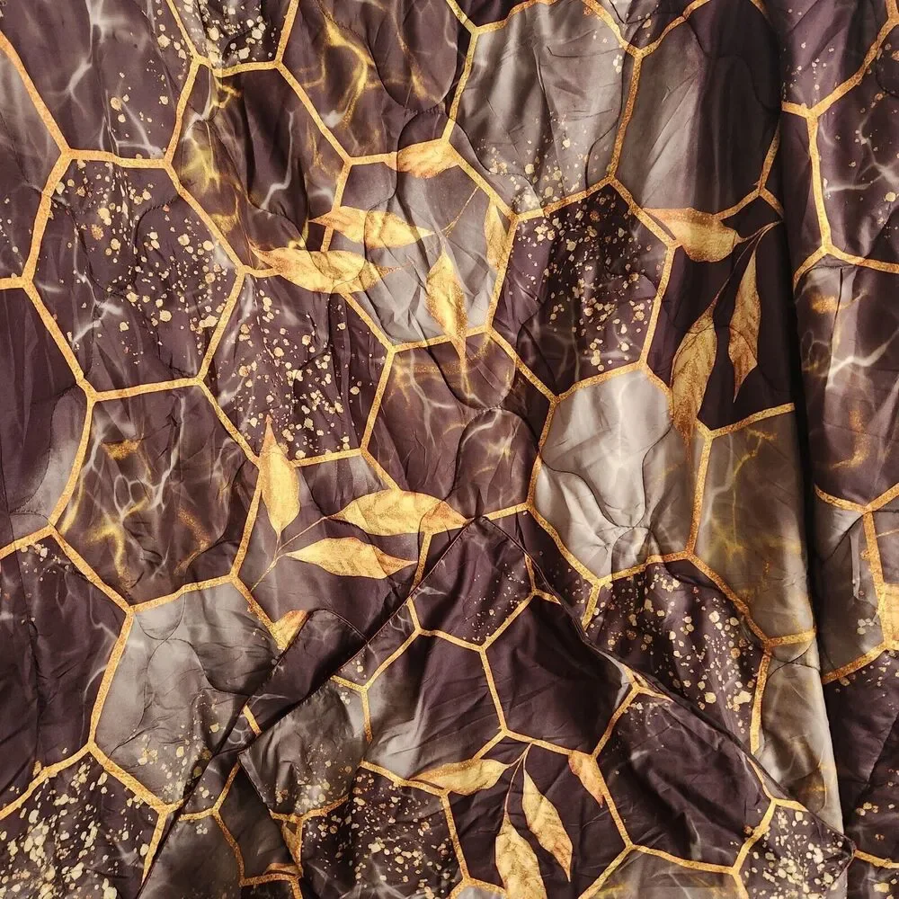 Honeycomb Comforter Set 3 Pieces Soft‎ Lightweight Hexagon Twin Black Kids Fun